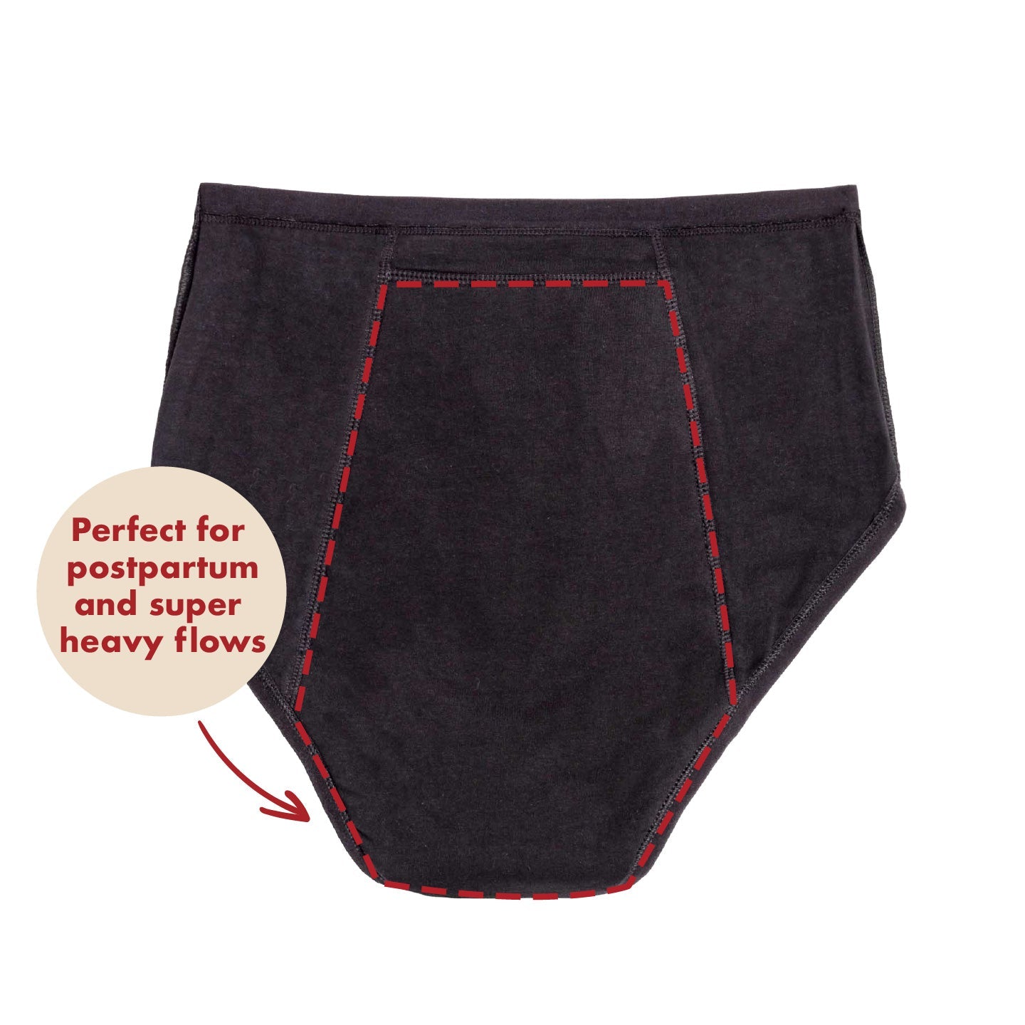 The Extra Coverage High Waisted Period. in Organic Cotton For Heavy Flows